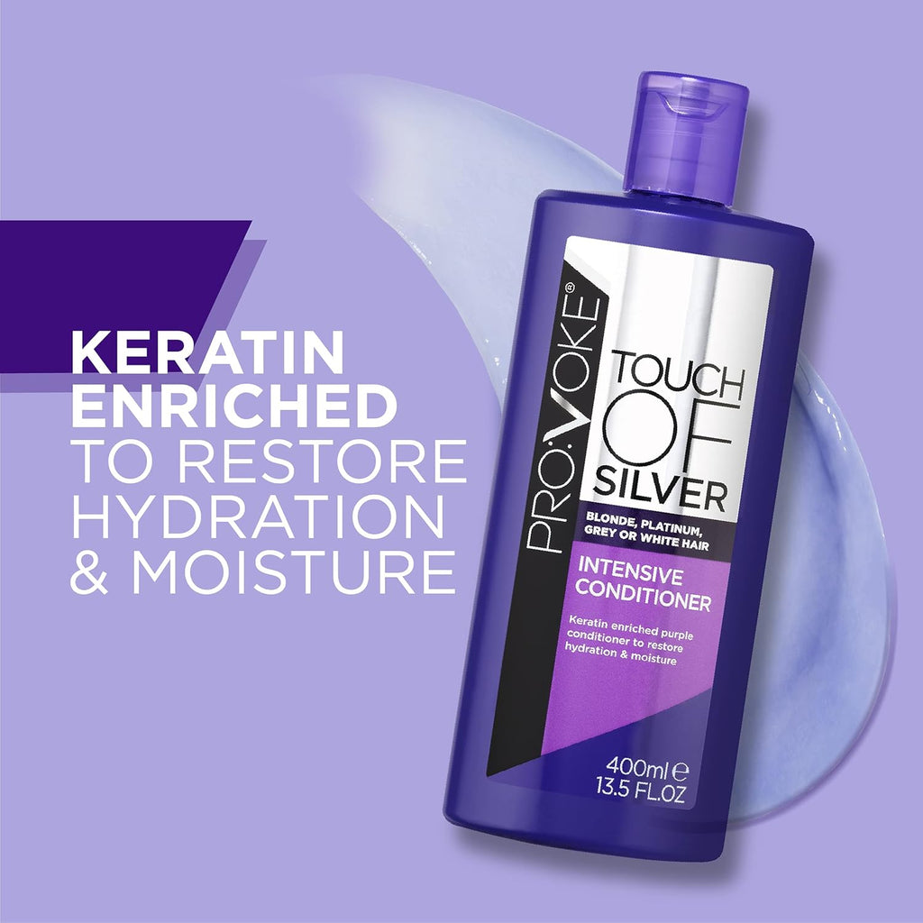 Touch of Silver Brightening Purple Shampoo & Intensive Conditioner 400Ml, Neutralises Yellow & Orange Tones, Formulated with Violet & Blue Pigments