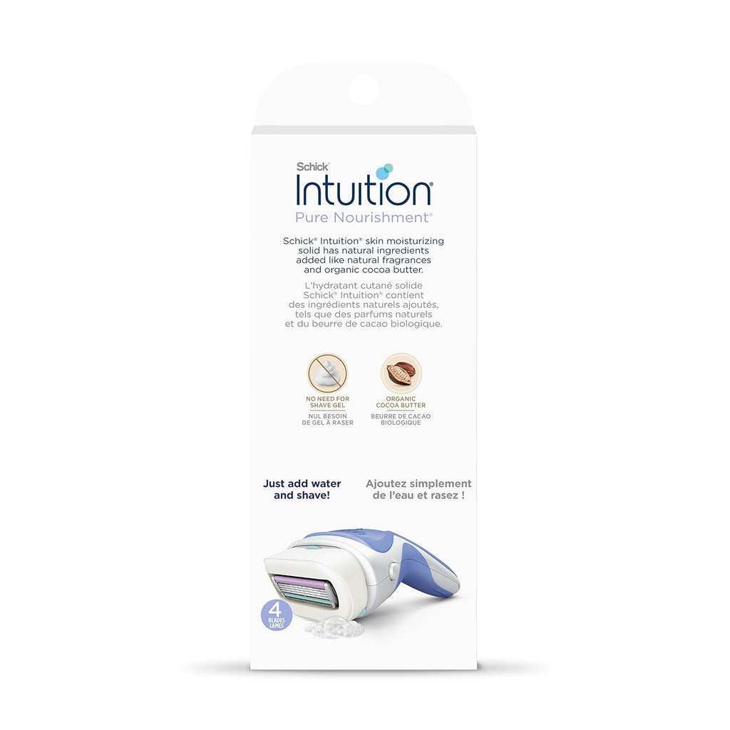 Intuition Pure Nourishment Razor for Women with 2 Moisturizing Razor Blade Refills with Coconut Milk and Almond Oil