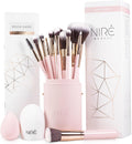 Beauty Pink Makeup Brushes - 15-Piece Award Winning Pink Makeup Brush Set with Case, Blending Sponge, Brush Cleaner, Guide, Gift Box