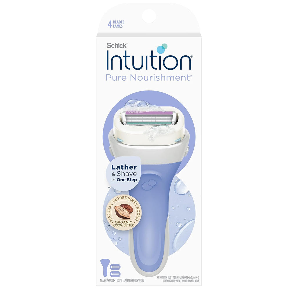 Intuition Pure Nourishment Razor for Women with 2 Moisturizing Razor Blade Refills with Coconut Milk and Almond Oil